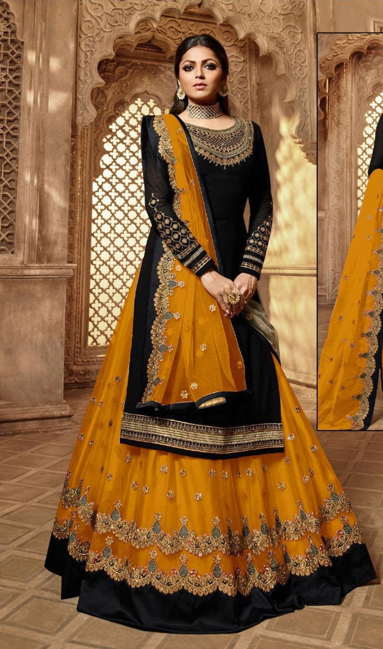 Premium Designer Floral Print Full Flared Anarkali Long Flared Kurta Kurti with Sharara and Dupatta Readymade 3 Peice Salwar Kameez Anarakali suit