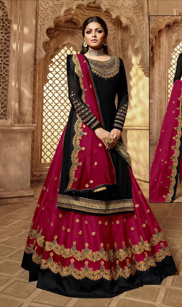 Premium Designer Floral Print Full Flared Anarkali Long Flared Kurta Kurti with Sharara and Dupatta Readymade 3 Peice Salwar Kameez Anarakali suit