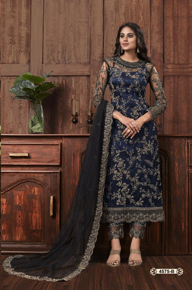 Amazing Design Women Net Embroidered Work Semi Stitched Pakistani Suit With Bottom & Dupatta