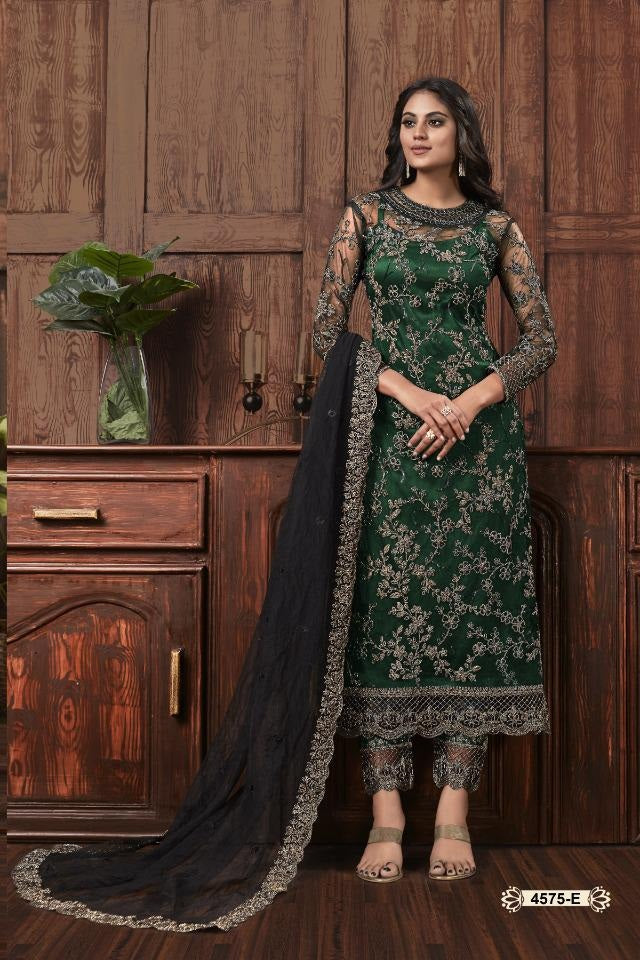 Amazing Design Women Net Embroidered Work Semi Stitched Pakistani Suit With Bottom & Dupatta