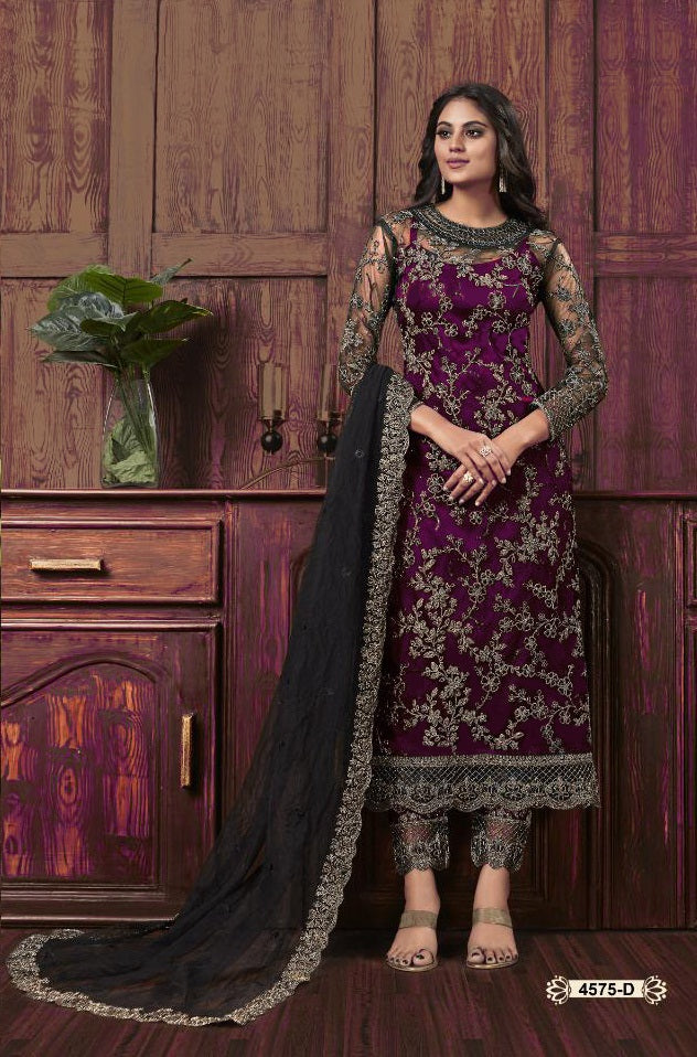 Amazing Design Women Net Embroidered Work Semi Stitched Pakistani Suit With Bottom & Dupatta
