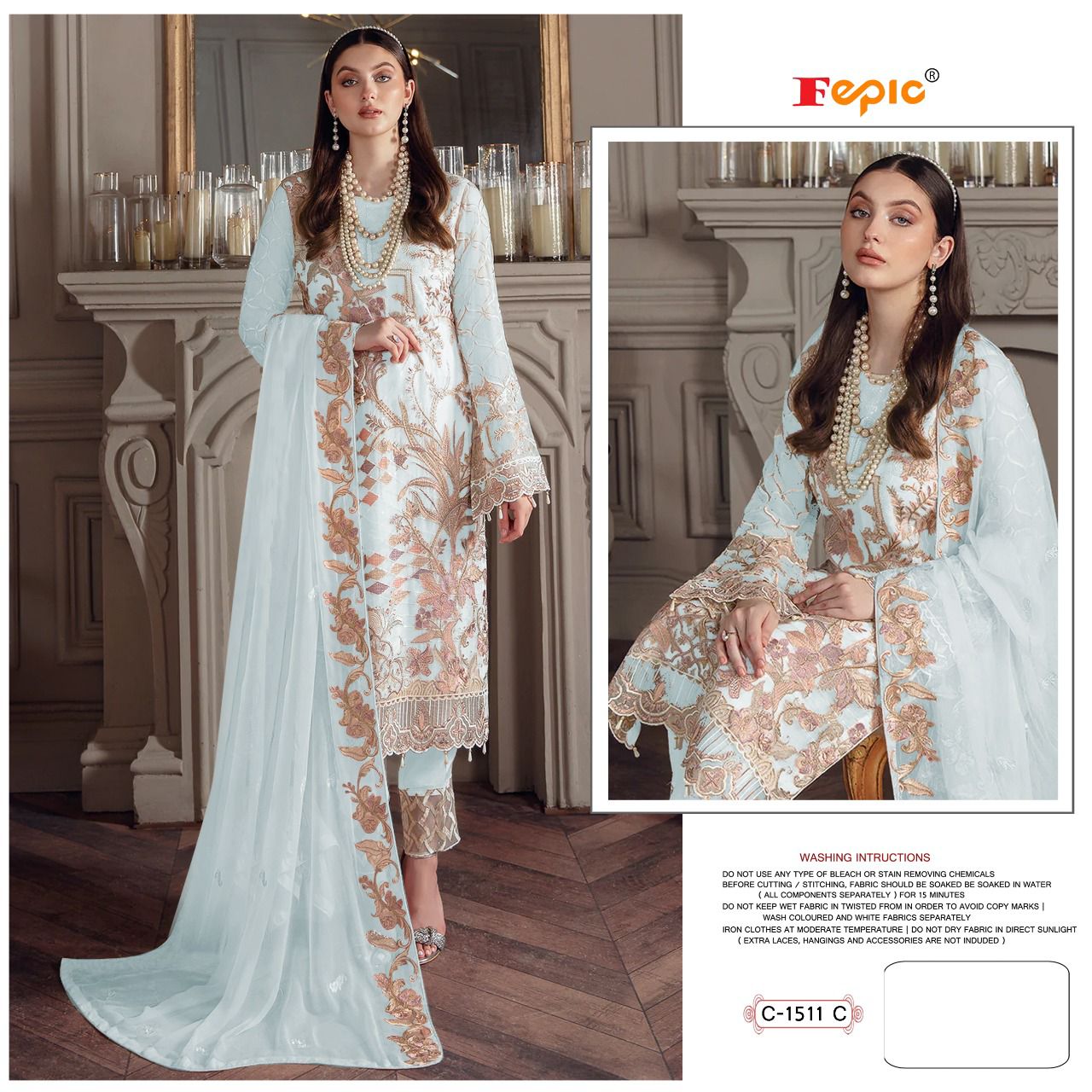 Women Pakistani Georgette With Sequine Embroidery work Semi Stitched Salwar Suit With Bottom & Dupatta