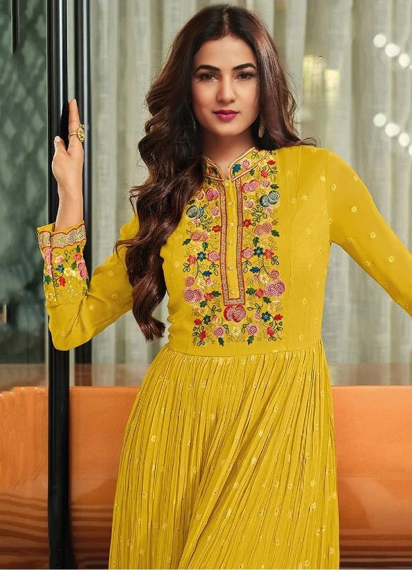 HEAVY FAUX GEORGETTE WITH EMBROIDERY SEQUENCE WORK ANARKALI GOWN