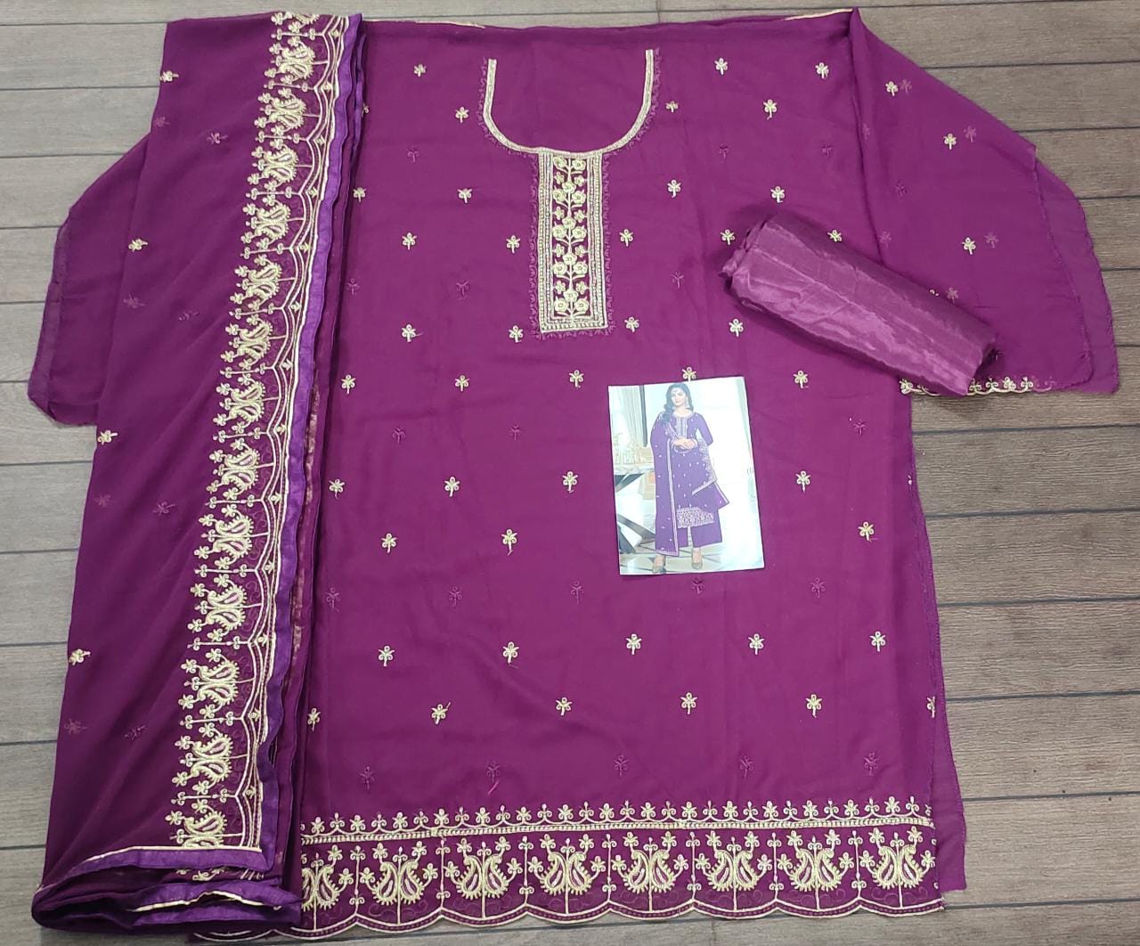 Pakistani/Indian Wear Heavy Embroidery Work Semi Stitched Salwar Kameez Dupatta Dress