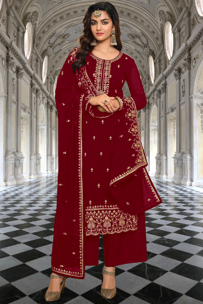 Pakistani/Indian Wear Heavy Embroidery Work Semi Stitched Salwar Kameez Dupatta Dress
