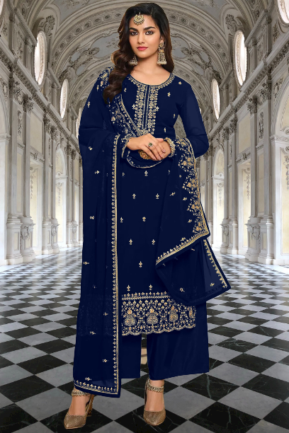 Pakistani/Indian Wear Heavy Embroidery Work Semi Stitched Salwar Kameez Dupatta Dress