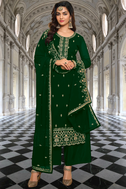 Pakistani/Indian Wear Heavy Embroidery Work Semi Stitched Salwar Kameez Dupatta Dress