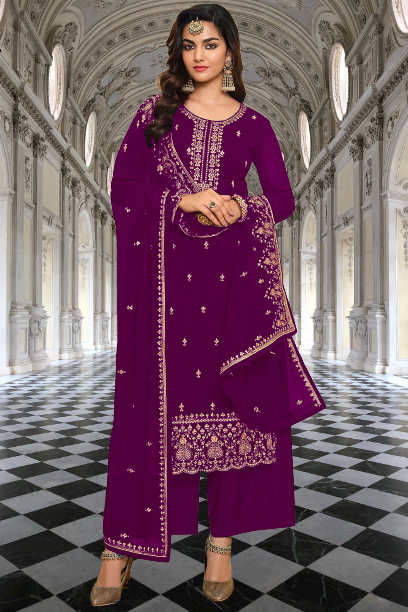 Pakistani/Indian Wear Heavy Embroidery Work Semi Stitched Salwar Kameez Dupatta Dress