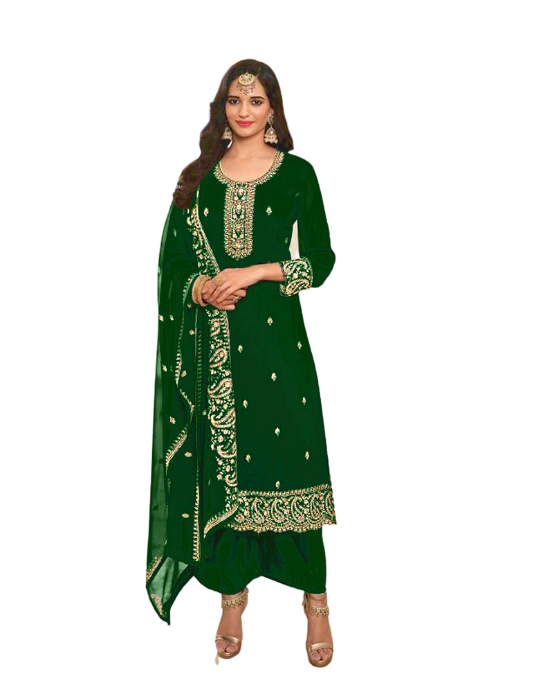 Pakistani/Indian Wear Heavy Embroidery Work Semi Stitched Salwar Kameez Dupatta Dress
