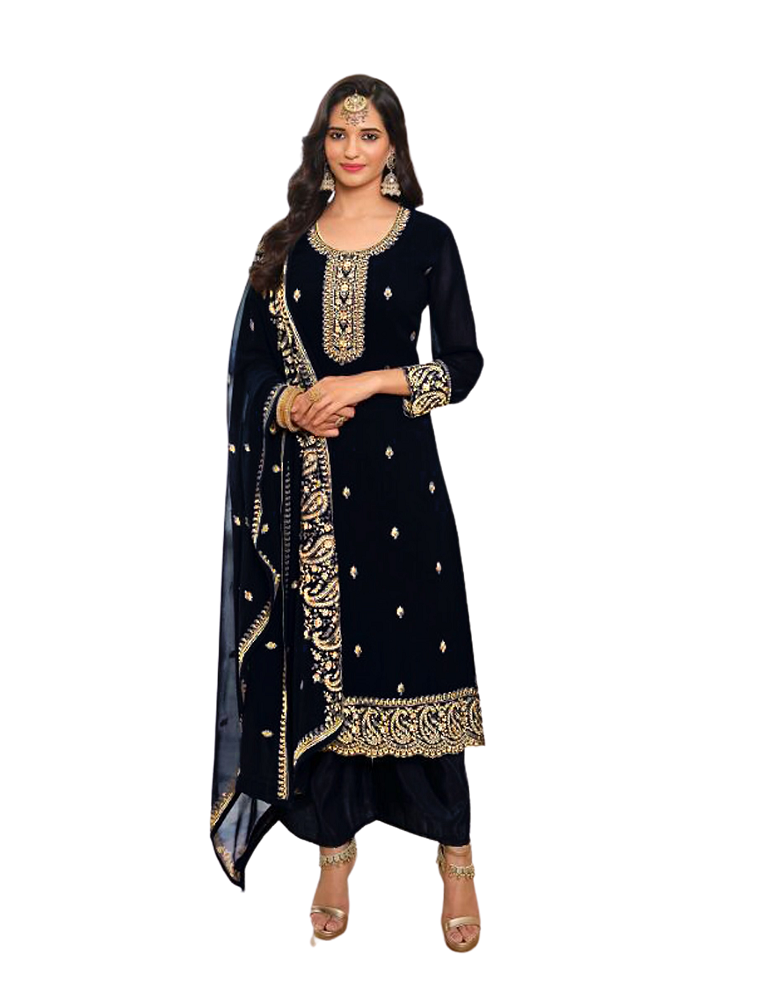 Pakistani/Indian Wear Heavy Embroidery Work Semi Stitched Salwar Kameez Dupatta Dress
