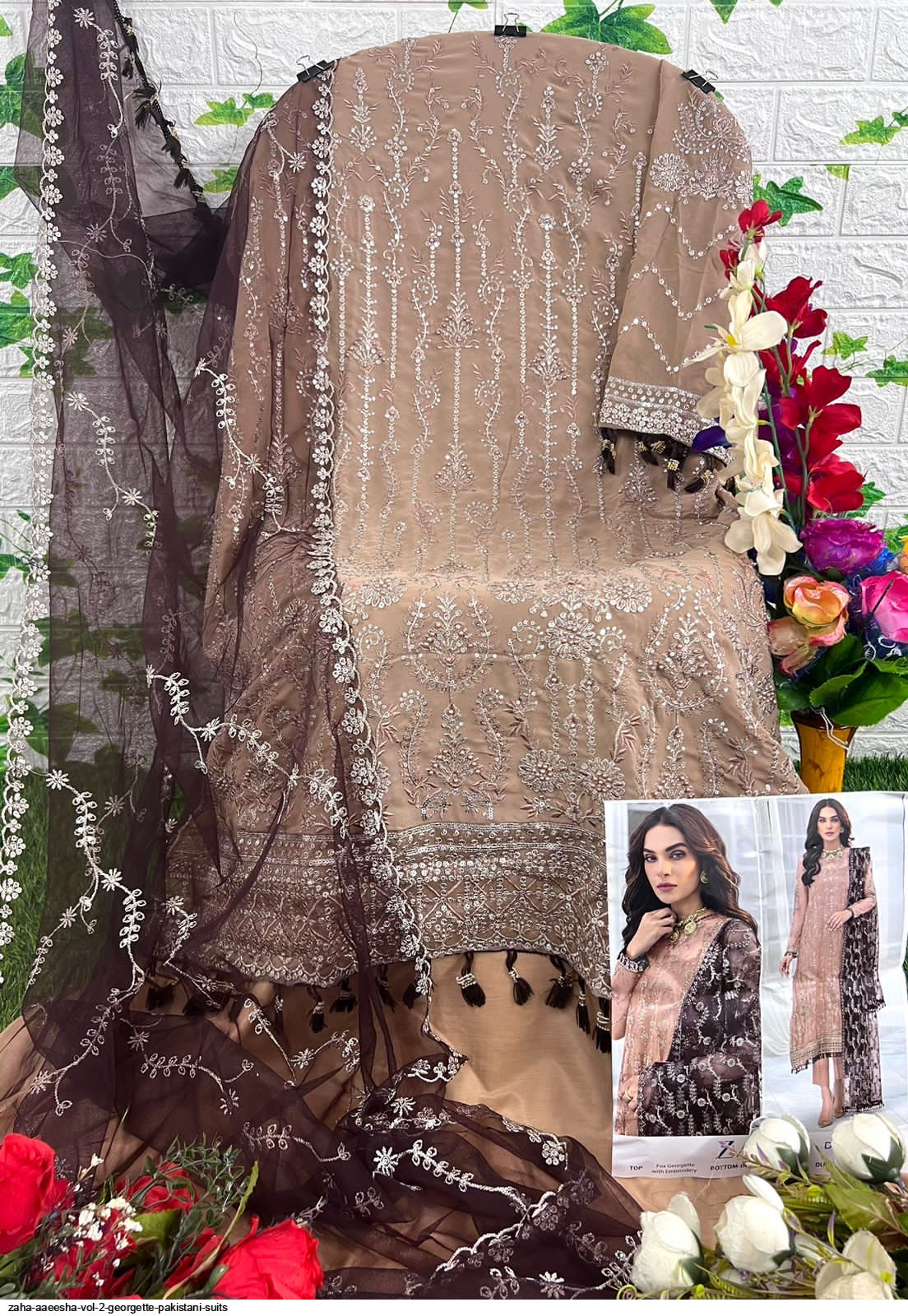 Bridal Heavy Georgette Embroidary Siqance Work Indian Pakistani Designer Party Wear Floral Dress Anarkali Gown