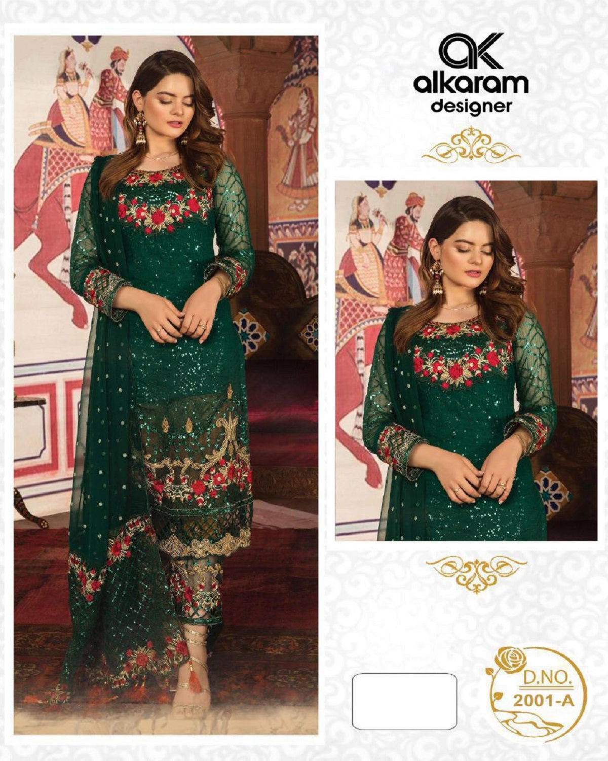 Women's Georgette Semi Stitched Embroidery and Sequence work Anarkali Salwar Suit With Bottom & Dupatta