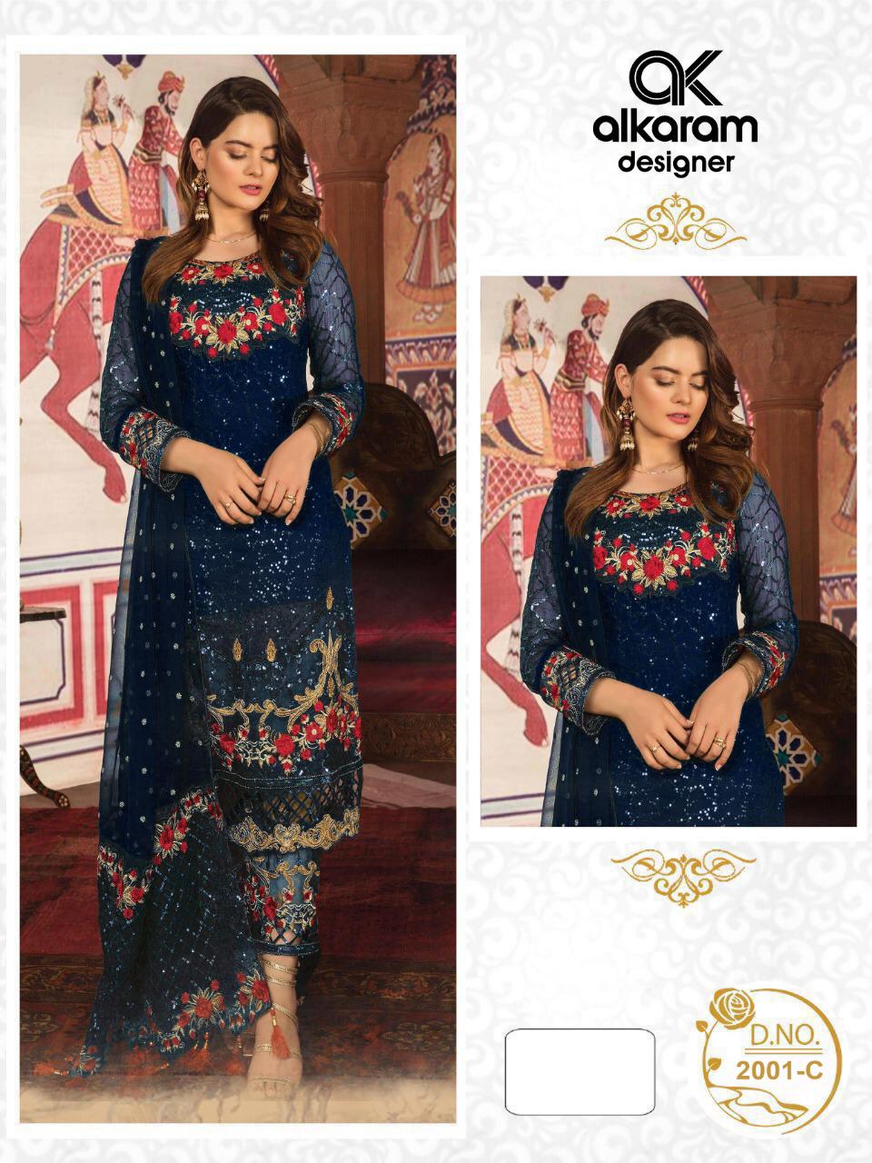 Women's Georgette Semi Stitched Embroidery and Sequence work Anarkali Salwar Suit With Bottom & Dupatta