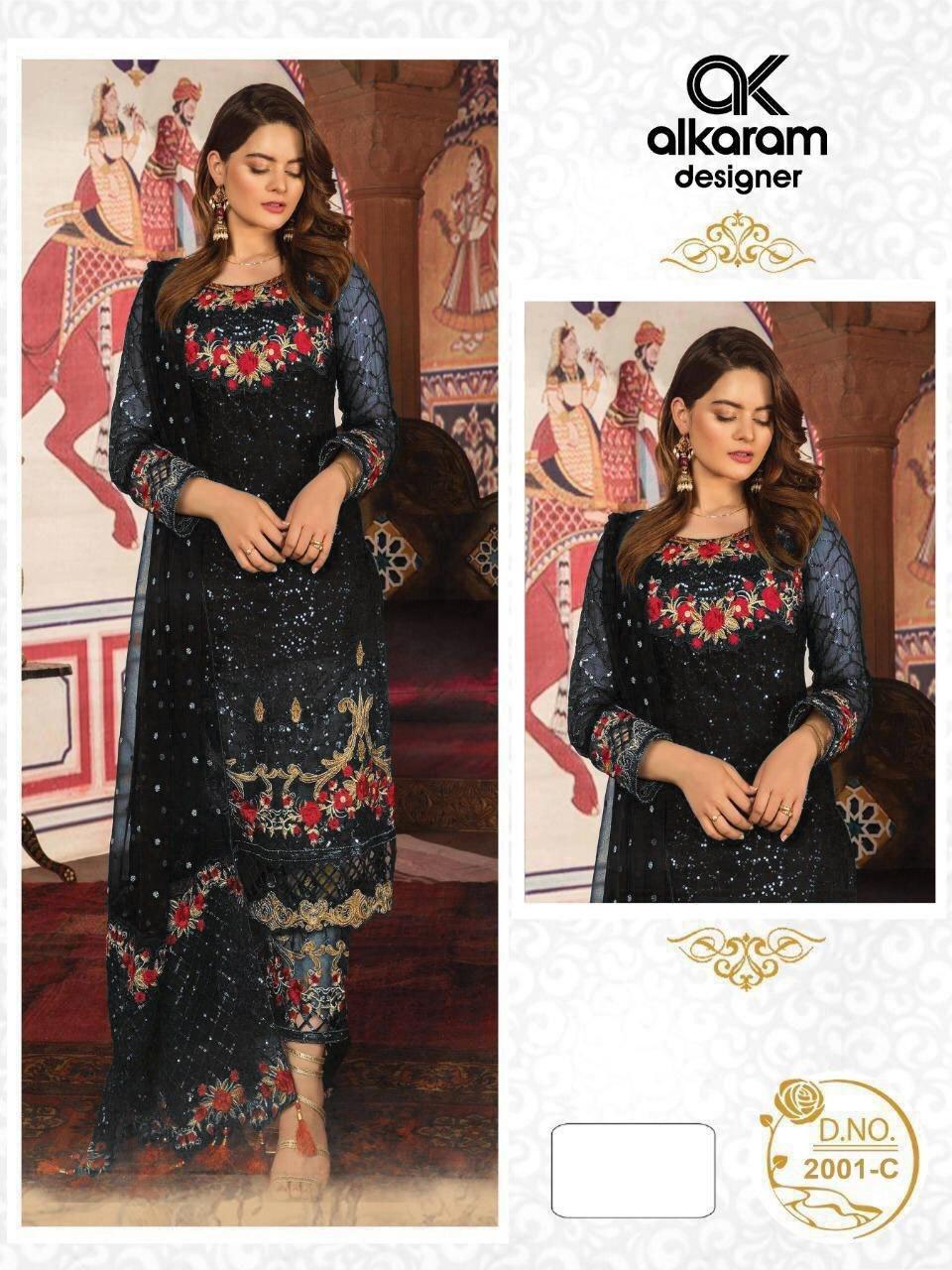 Women's Georgette Semi Stitched Embroidery and Sequence work Anarkali Salwar Suit With Bottom & Dupatta