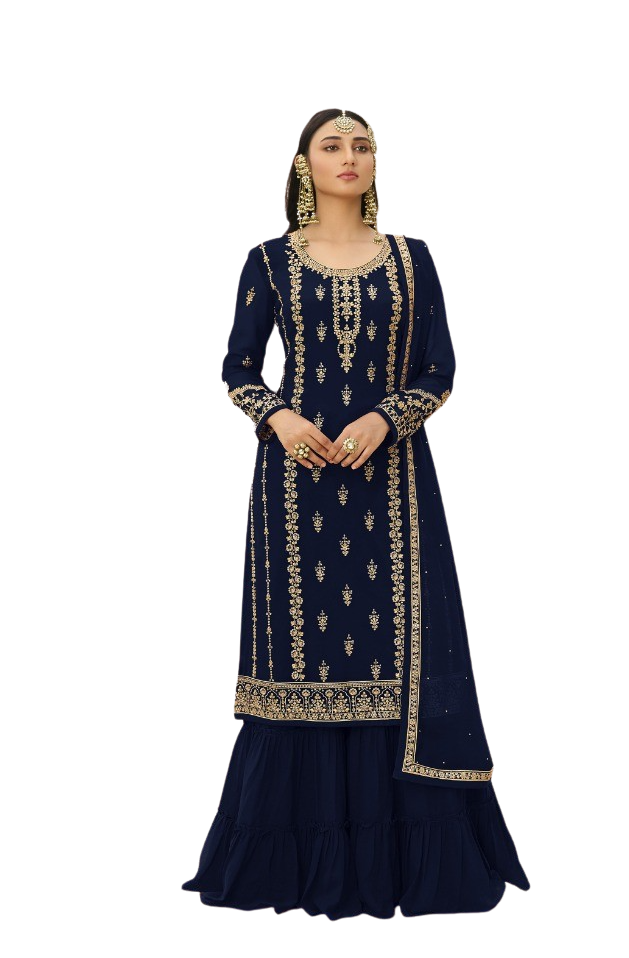 Women's Wear Pakistani Heavy Georgette Sharara Palazzo Stitched Salwar Kameez Suits