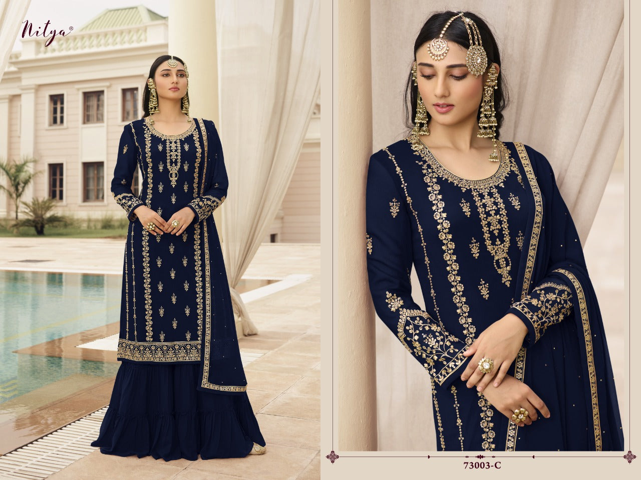 Women's Wear Pakistani Heavy Georgette Sharara Palazzo Stitched Salwar Kameez Suits