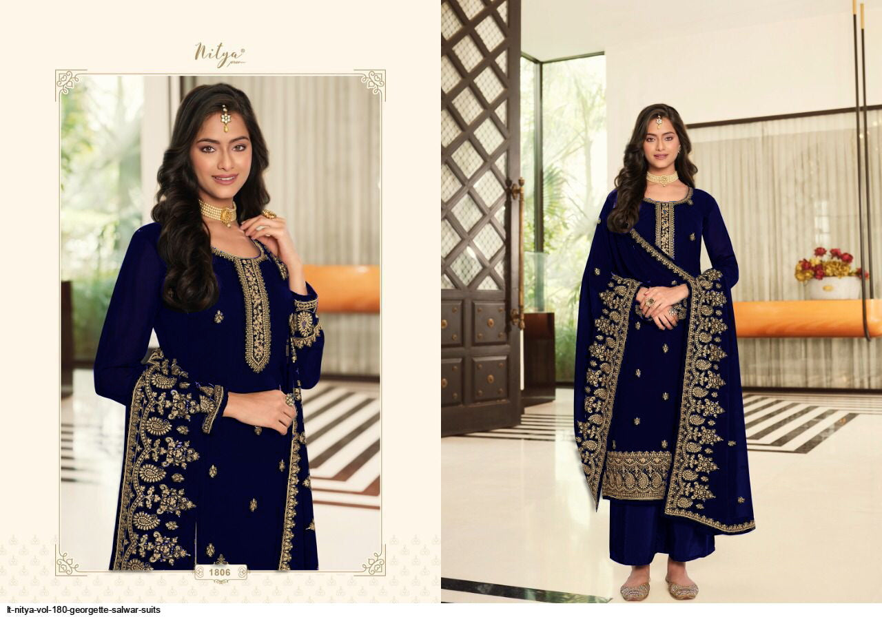 Casual Function Wear Georgette Embroidered Semi-Stitched Straight Dress Material For Womens
