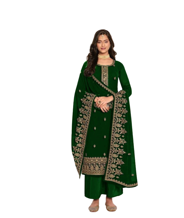 Casual Function Wear Georgette Embroidered Semi-Stitched Straight Dress Material For Womens