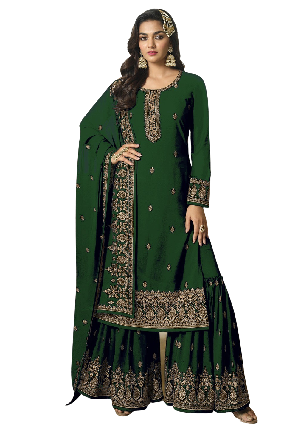 Embroidered Semi Stitched Georgette Salwar Suit Material For Wedding Functions