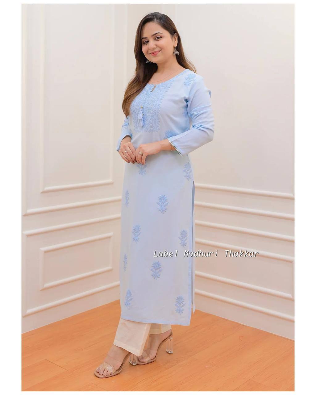Sequence Embroidery Work Kurti and Pant