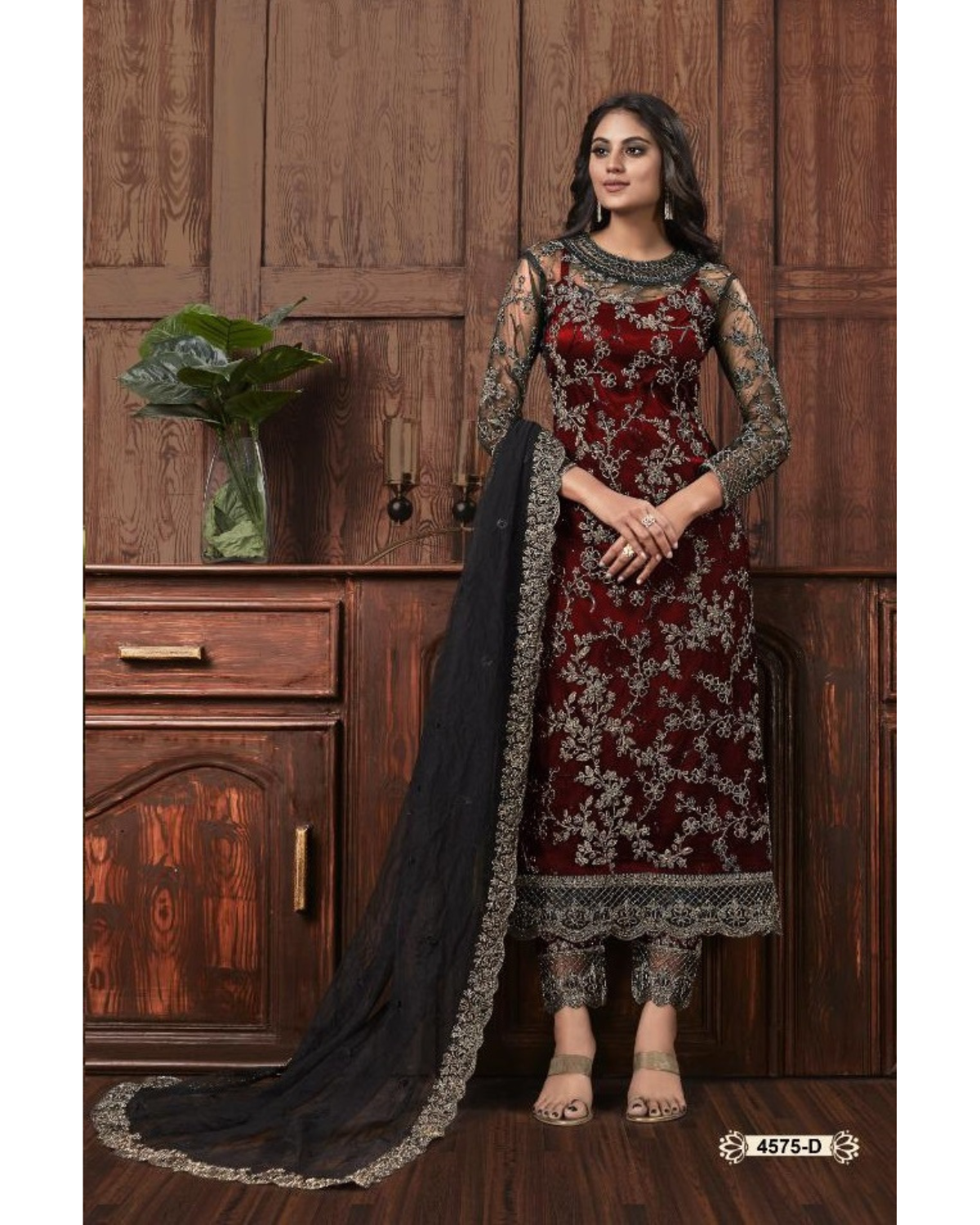 Amazing Design Women Net Embroidered Work Semi Stitched Pakistani Suit With Bottom & Dupatta
