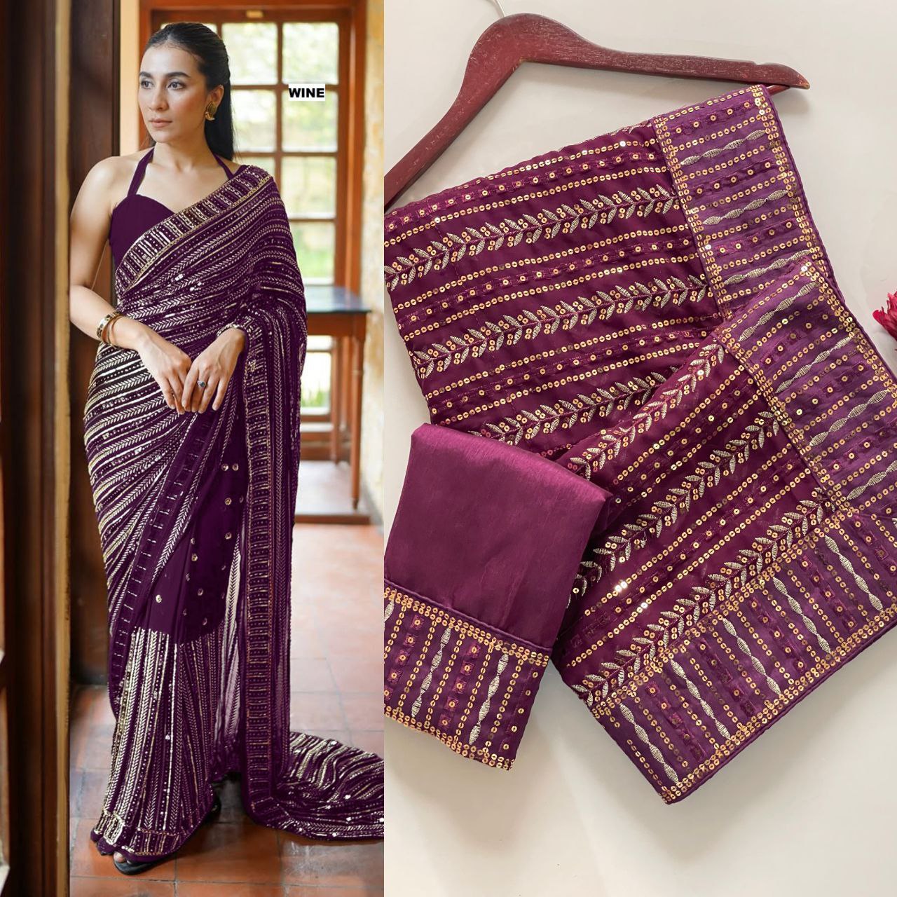 Bollywood glamour with our Dazzling Diva saree a masterpiece crafted from premium 60-gram heavy Georgette fabric