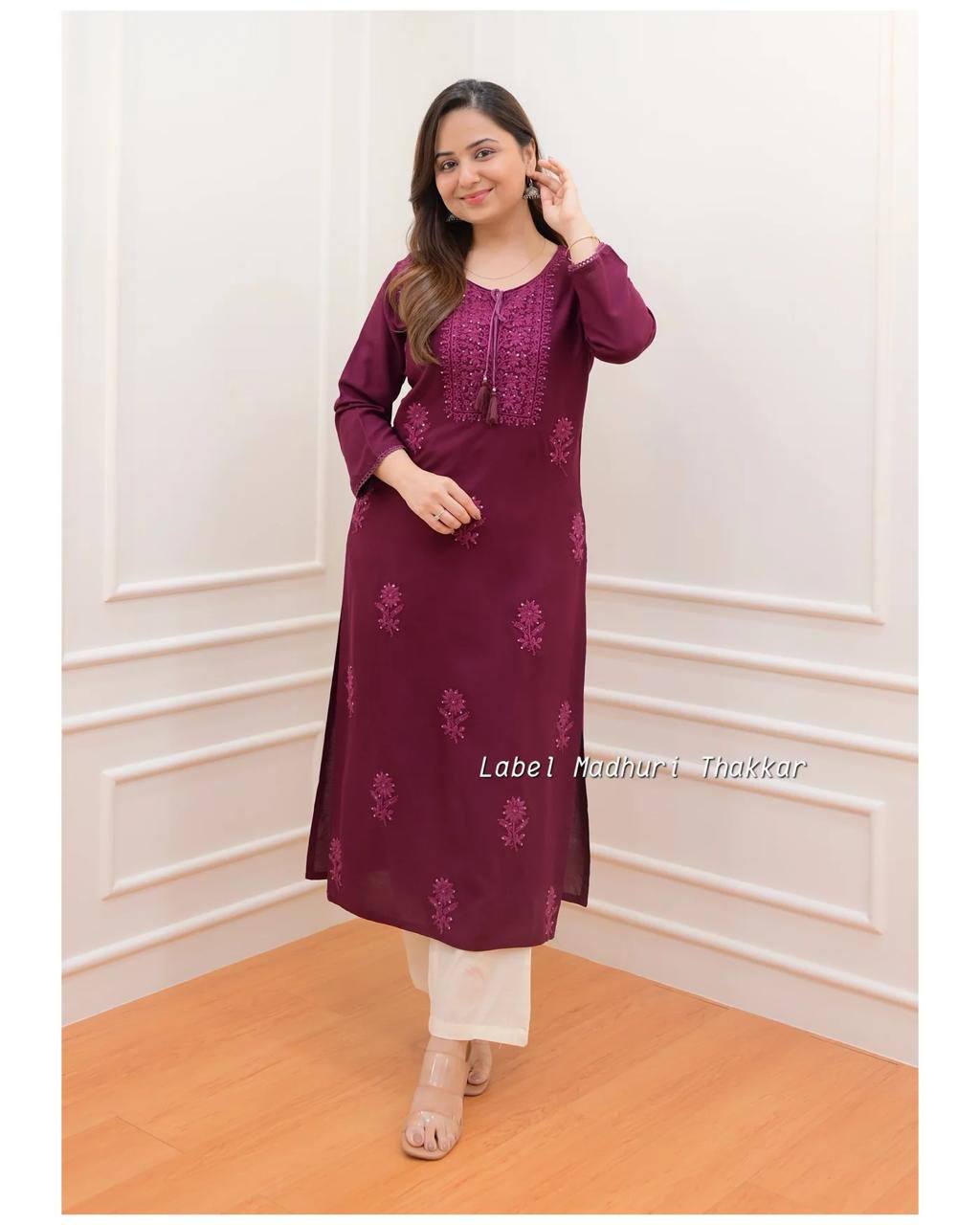 Sequence Embroidery Work Kurti and Pant