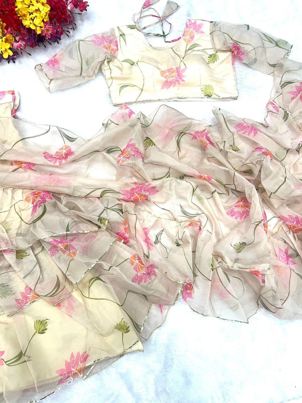 NEW DESIGNER PARTY WEAR LAHENGA SAREE WITH STICH CHOLI WITH EMBROIDERY WORK