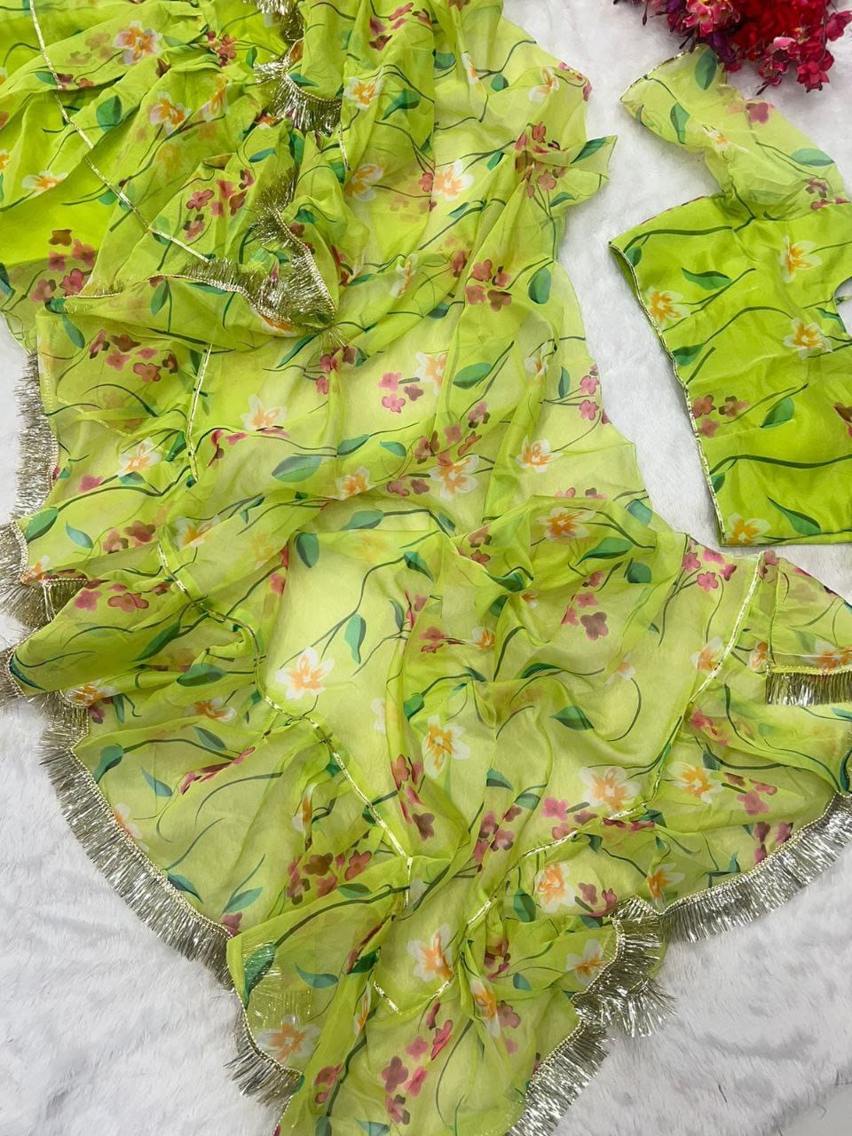 NEW DESIGNER PARTY WEAR LAHENGA SAREE WITH STICH CHOLI WITH EMBROIDERY WORK