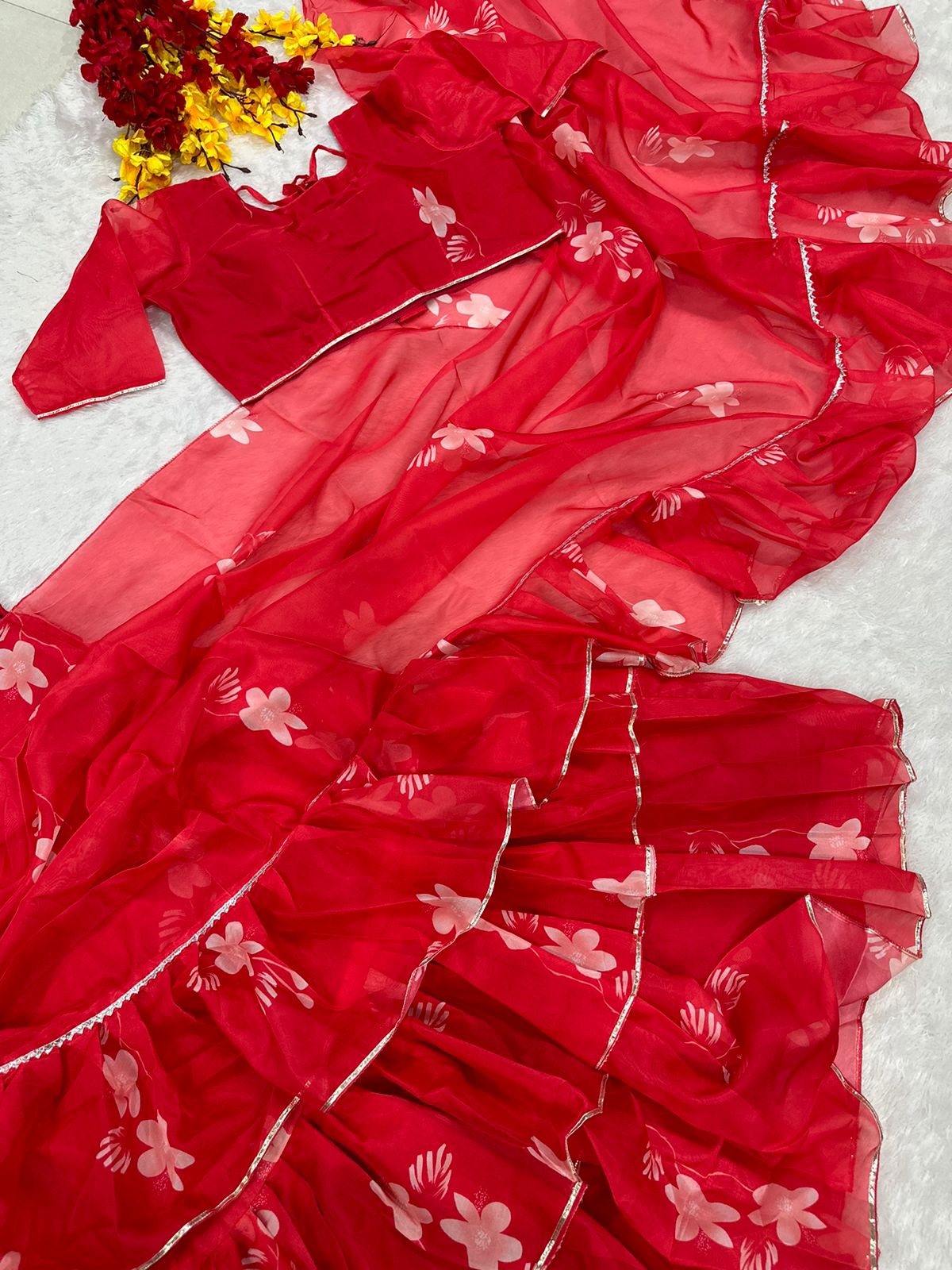 NEW DESIGNER PARTY WEAR LAHENGA SAREE WITH STICH CHOLI WITH EMBROIDERY WORK