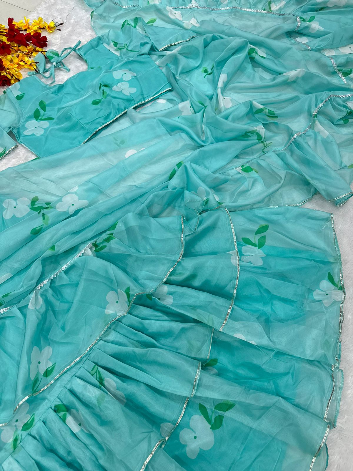 NEW DESIGNER PARTY WEAR LAHENGA SAREE WITH STICH CHOLI WITH EMBROIDERY WORK
