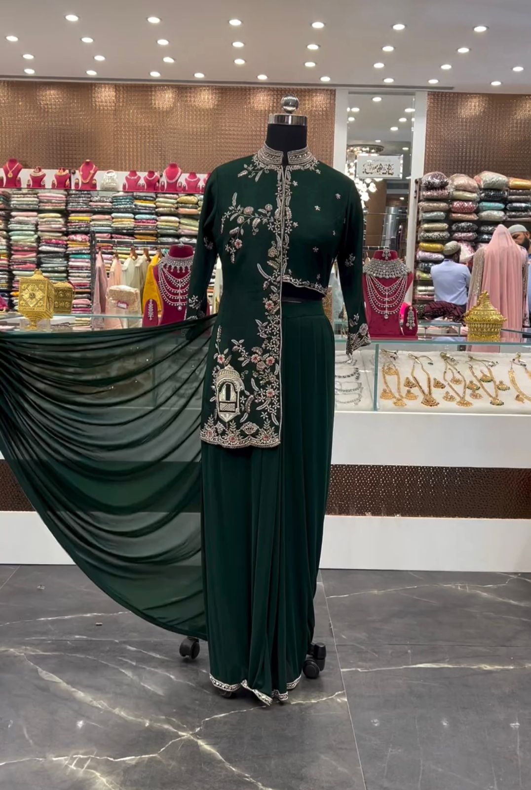New Super Trending Embroidery cording work ready to wear saree with full koti