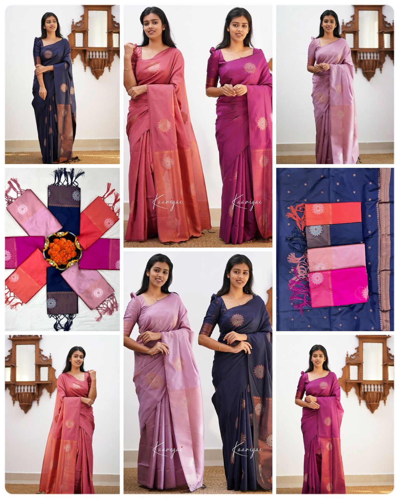 Floral Woven Kanjeevaram Saree with Contrast Border With Beautiful Zahlar