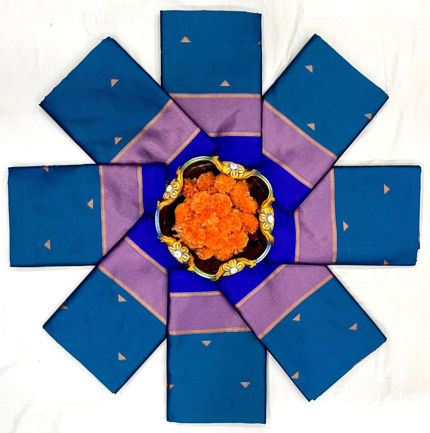 Blue & Rama Banarasi Style Pure Kanjivaram Silk Jacquard Saree With Un-Stiched Blouse