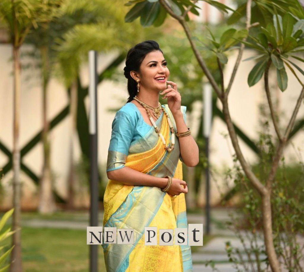 Jacquard Banarasi Lichi Silk Saree with Contrast Border & Blouse Piece For Womens