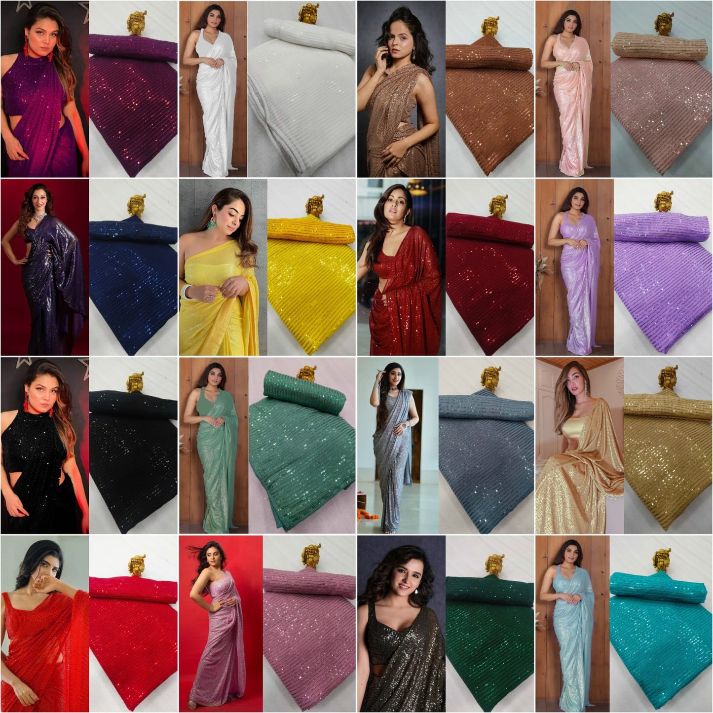 SEQUINS RANI NEW BLOCK BUSTER BOLLYWOOD 3MM EMBROIDERY DOUBLE SEQUINS WORK PARTYWEAR SAREE FOR WOMEN'S