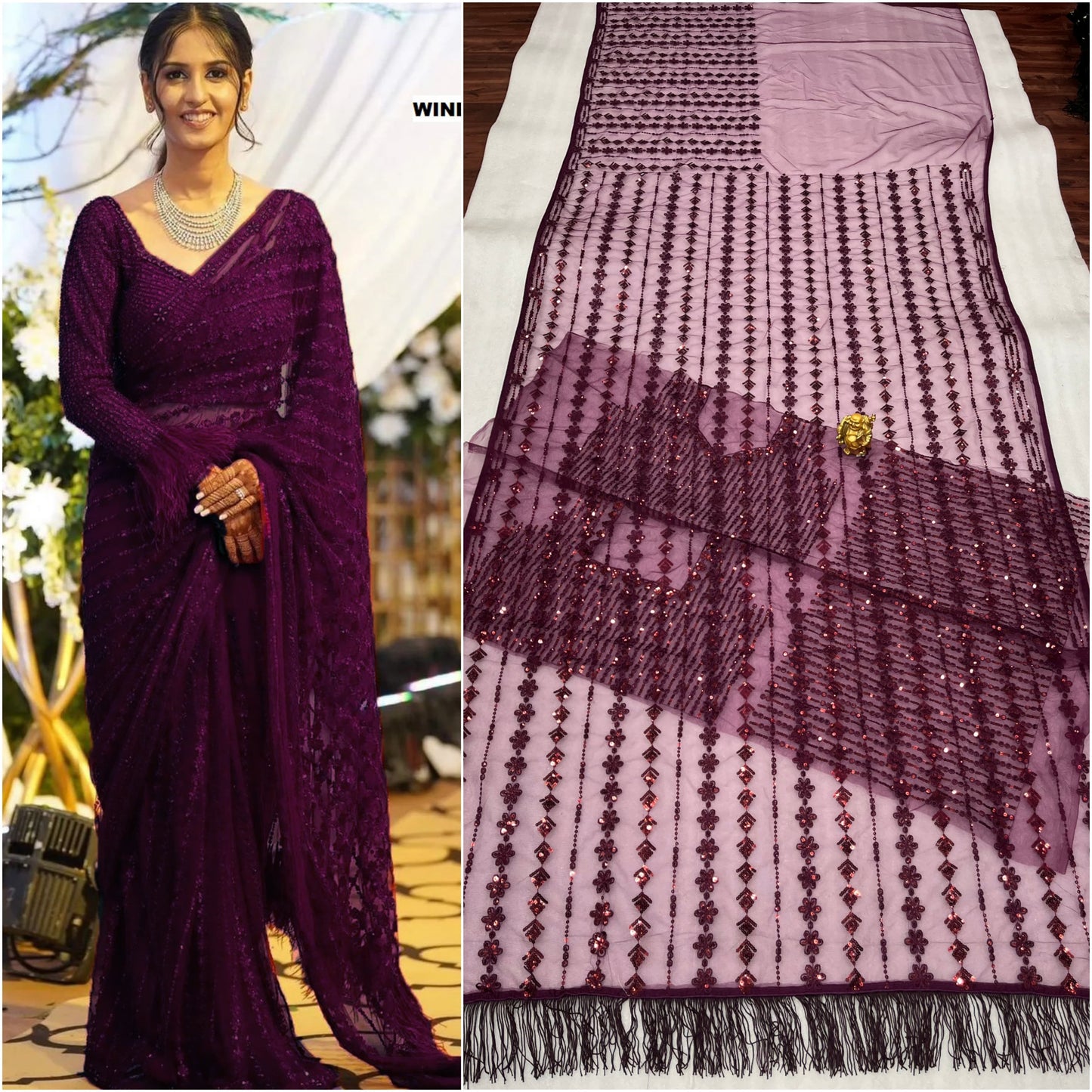 Indian Wedding Saree Heavy Embroidery work Blouse Party Wear Saree For Women And Girls