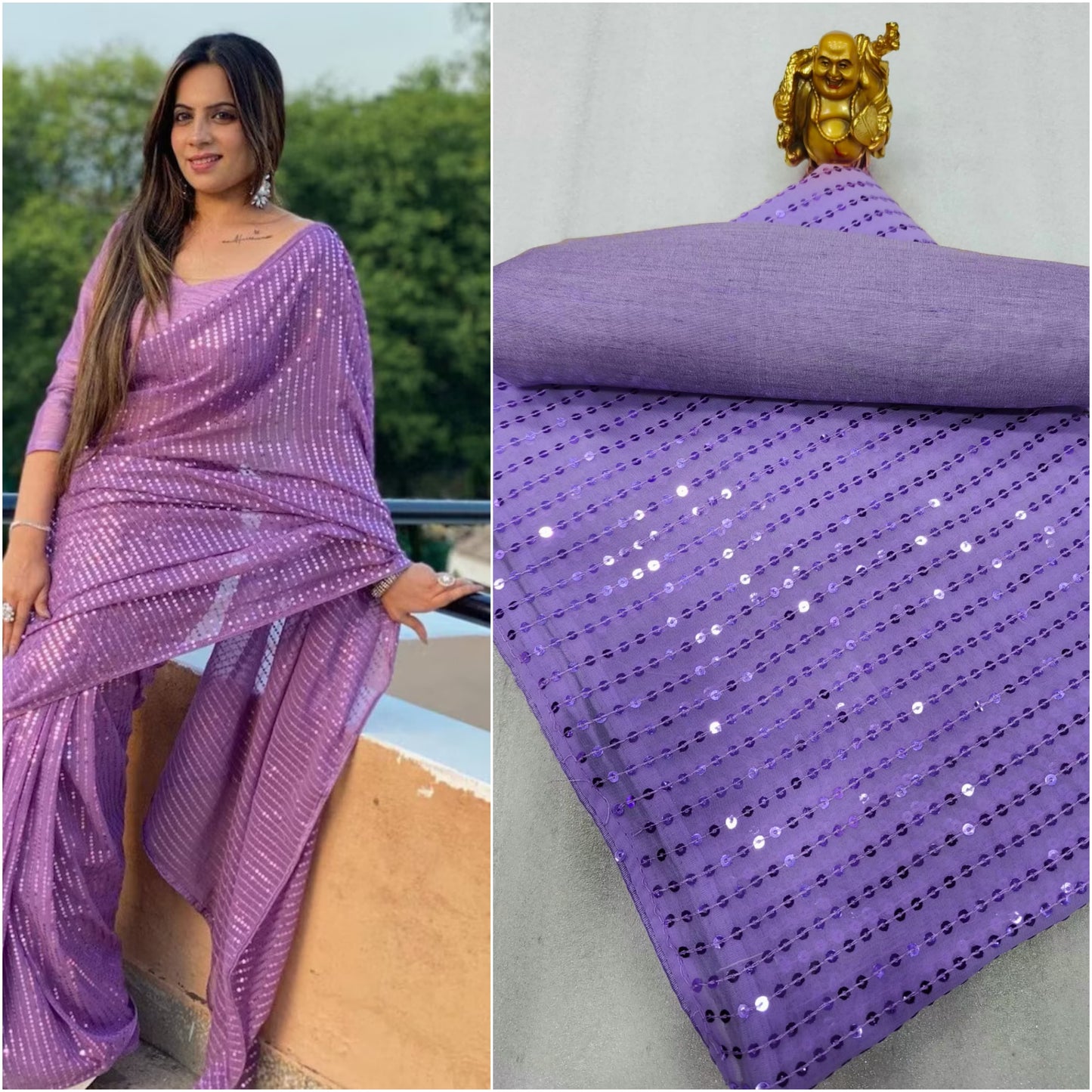 New Heavy Designer Georgette With Heavy Sequence Embrodery Work Beautiful Saree