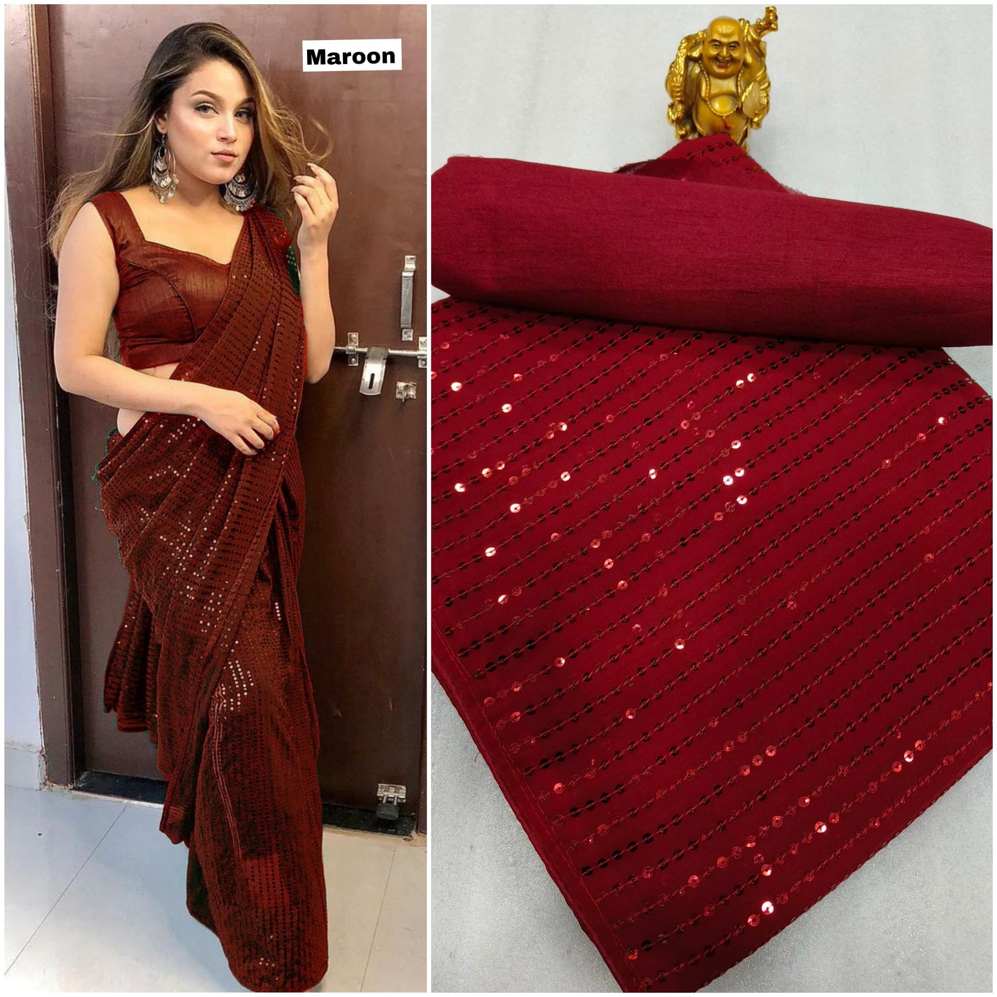 New Heavy Designer Georgette With Heavy Sequence Embrodery Work Beautiful Saree