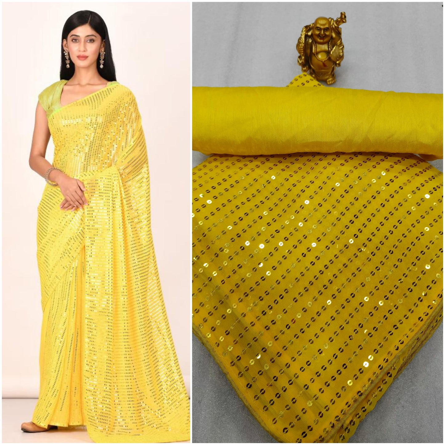 New Heavy Designer Georgette With Heavy Sequence Embrodery Work Beautiful Saree