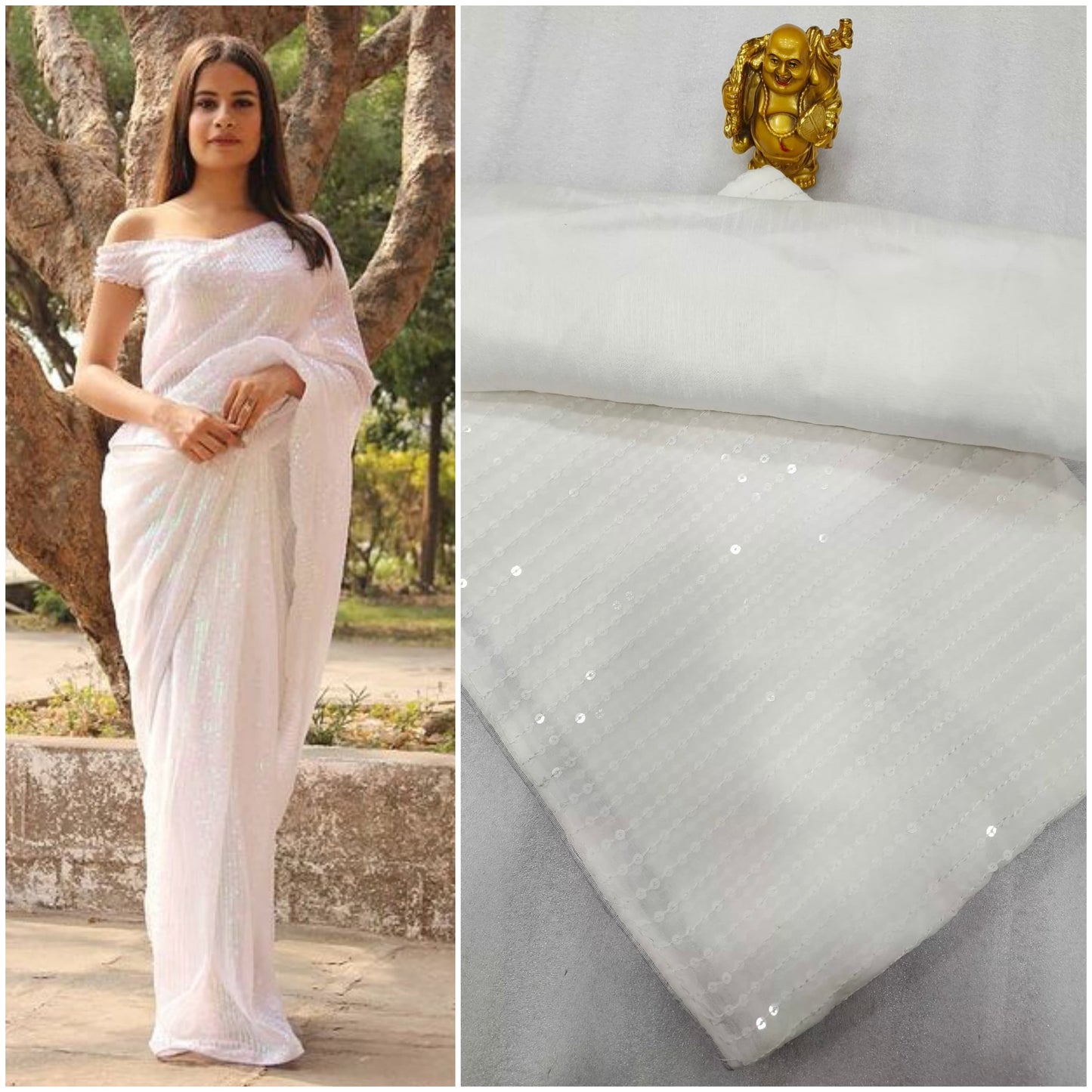 New Heavy Designer Georgette With Heavy Sequence Embrodery Work Beautiful Saree