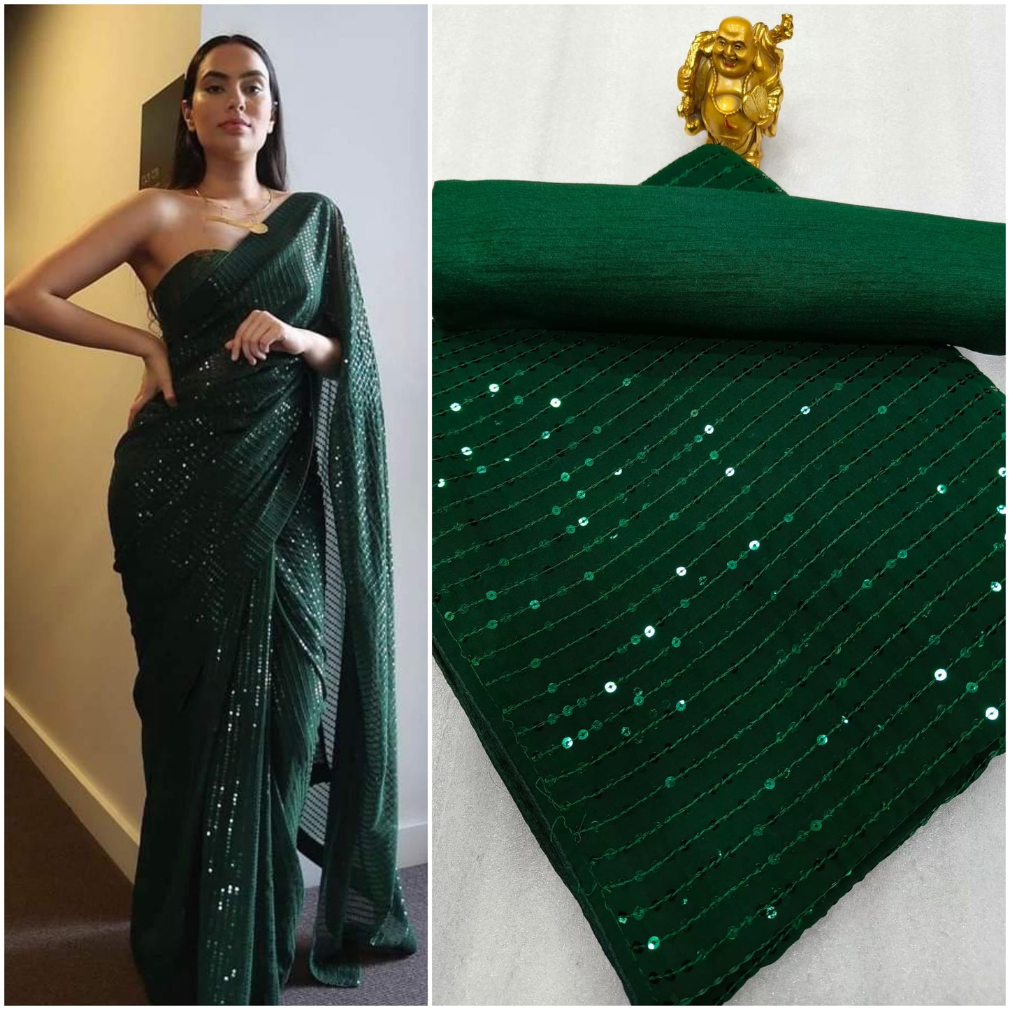 New Heavy Designer Georgette With Heavy Sequence Embrodery Work Beautiful Saree