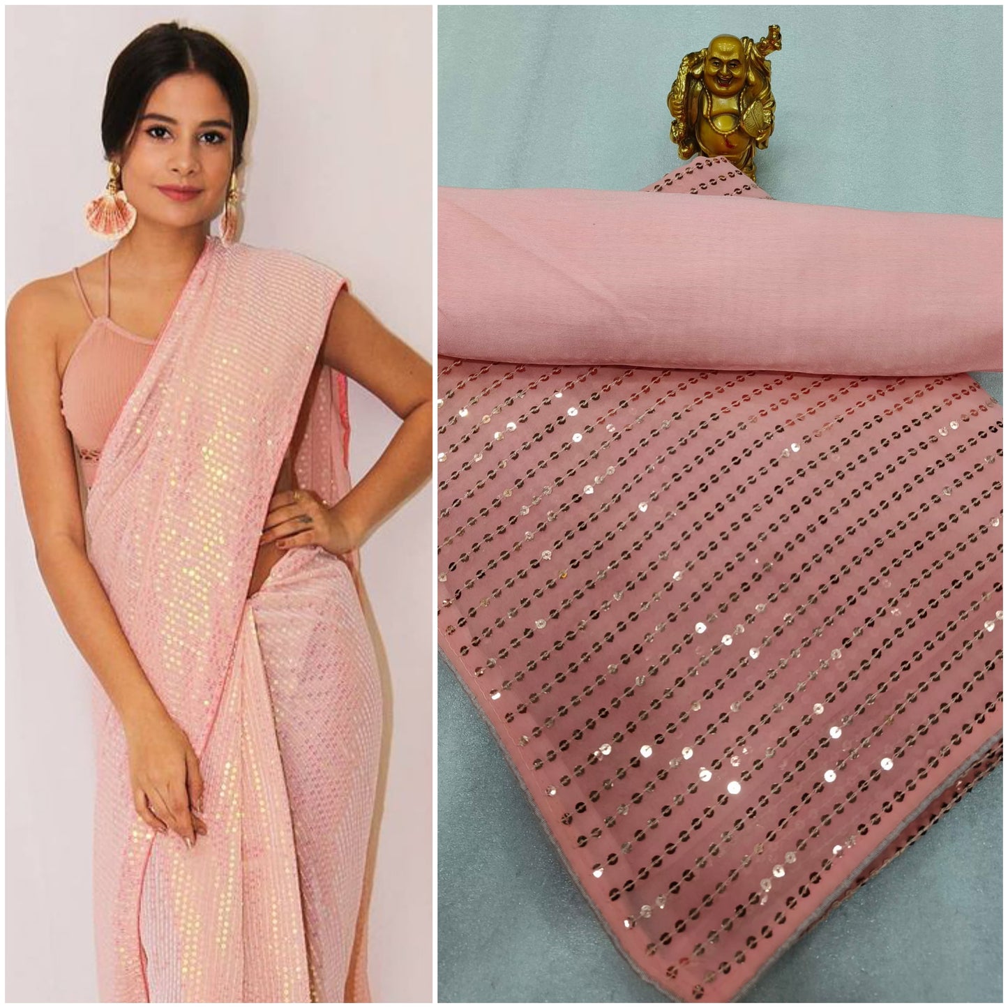 New Heavy Designer Georgette With Heavy Sequence Embrodery Work Beautiful Saree