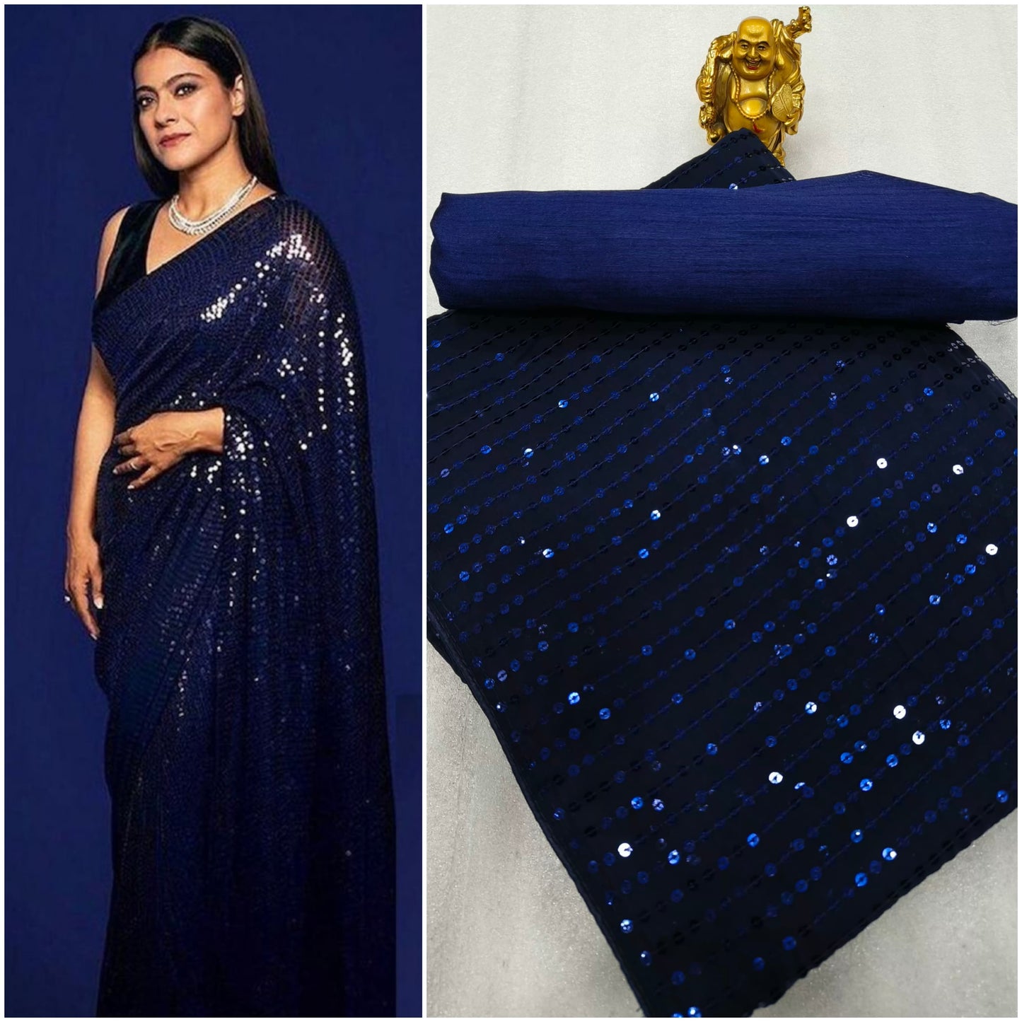 New Heavy Designer Georgette With Heavy Sequence Embrodery Work Beautiful Saree