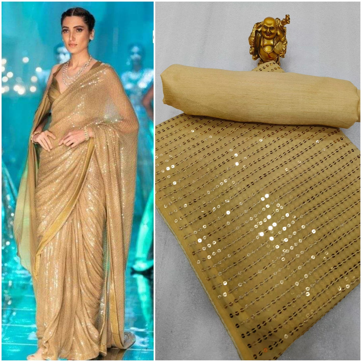 New Heavy Designer Georgette With Heavy Sequence Embrodery Work Beautiful Saree