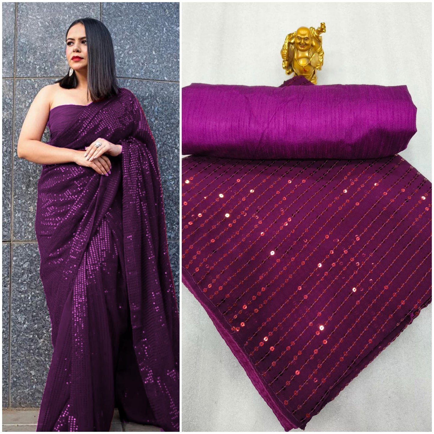 New Heavy Designer Georgette With Heavy Sequence Embrodery Work Beautiful Saree
