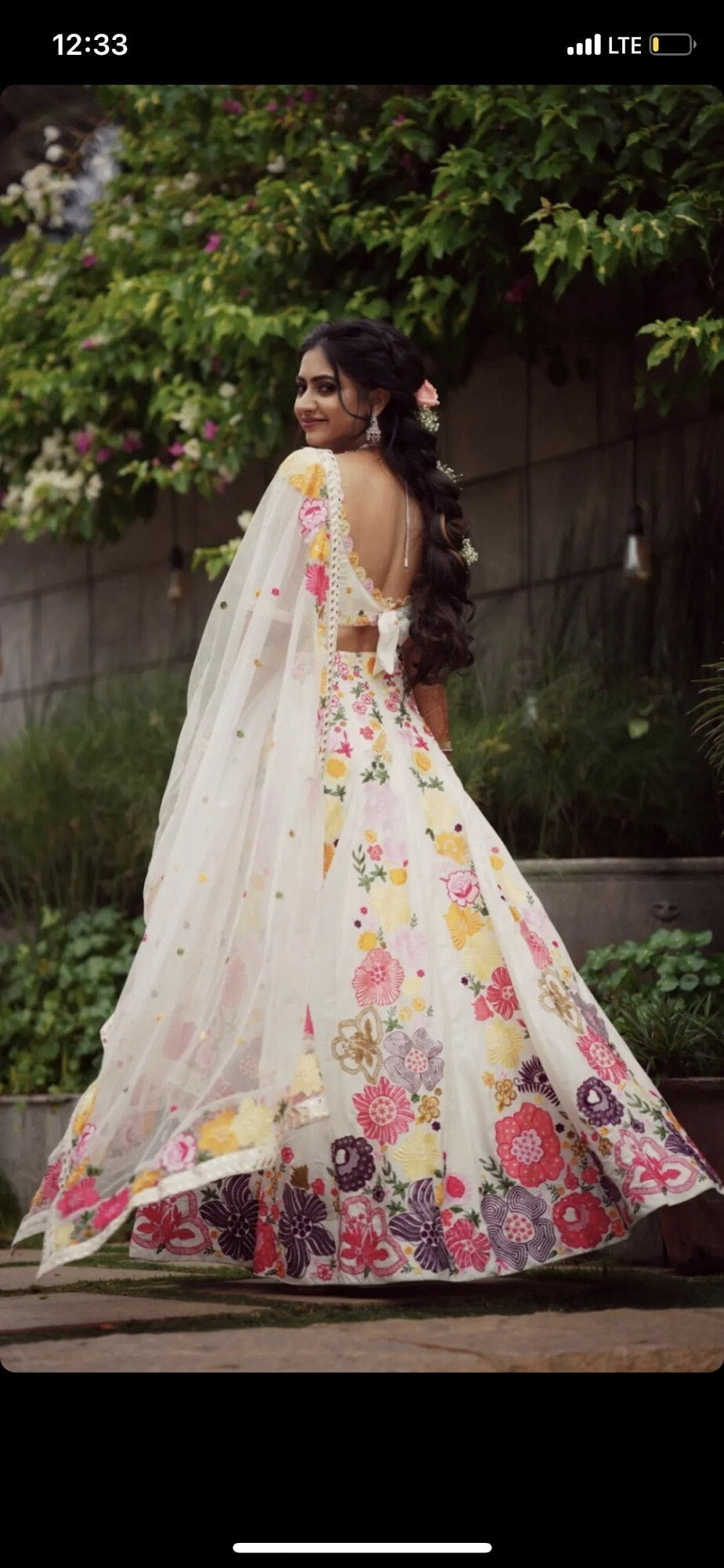 White Multi Floral Lehenga Choli Indian Wedding Function Party Wear Trenging Ready to Wear Lehenga Choli