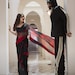 Red& Black Faux Georgette Digital Printed Bollywood Saree For Womens With Beautiful Blouse Piece