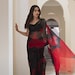 Red& Black Faux Georgette Digital Printed Bollywood Saree For Womens With Beautiful Blouse Piece