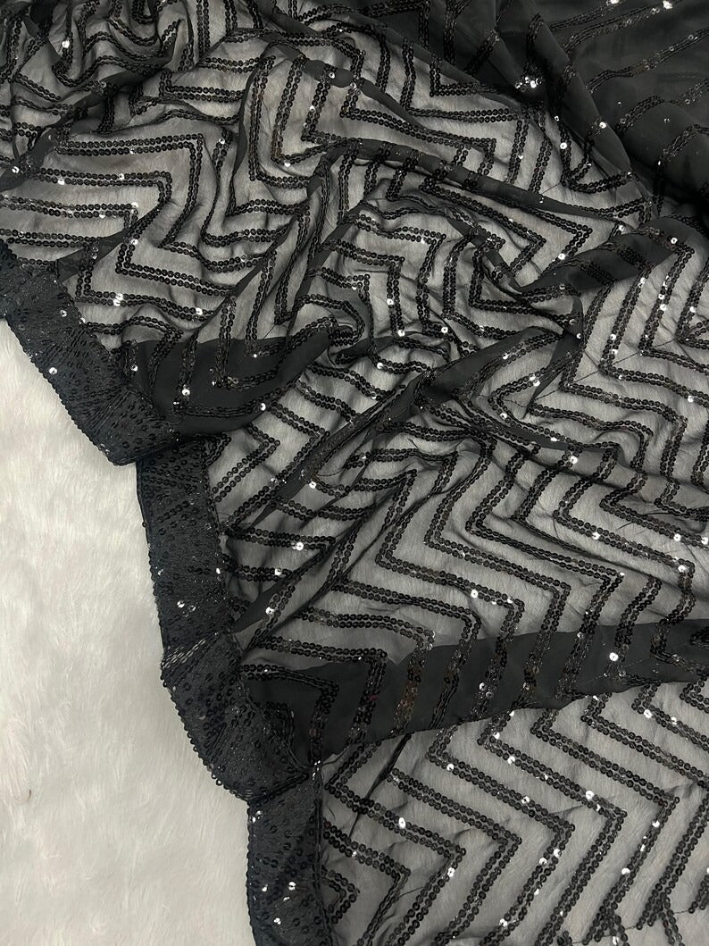 Grey Bollywood Celebrity Style Designer Sequence Lace Border Saree Indian Wedding Beautiful Saree Customize Silk Blouse With Ready To Wear Saree
